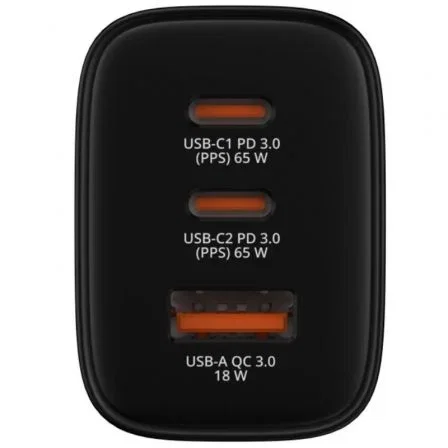 Verbatim Essentials GaN Charger 65W 2xUSB-C 1xUSB-A Negro